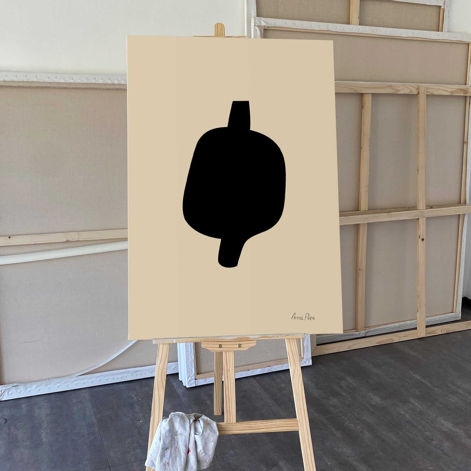 abstract form, acrylic on canvas, large oversize artwok, anna pepe, forn studio