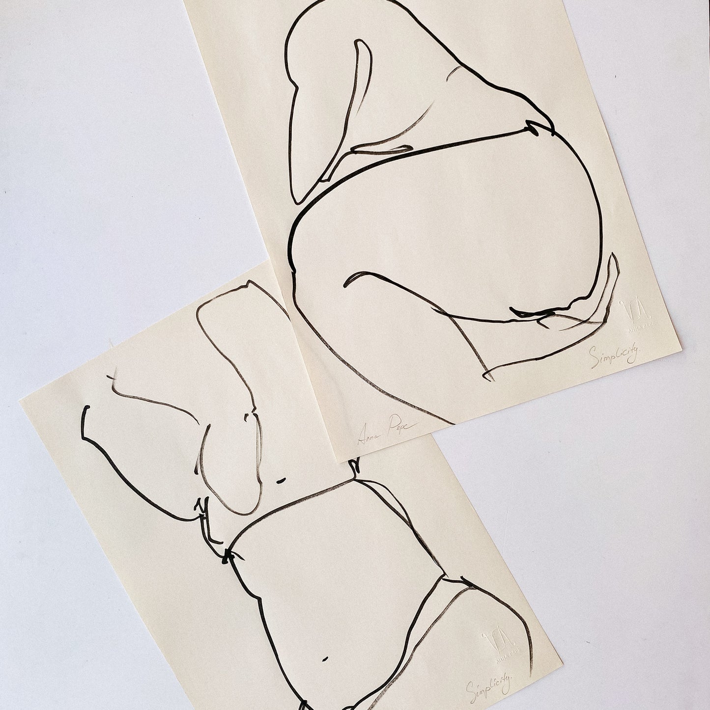original drawing, anna pepe, forn studio, set of two, gallery wall art