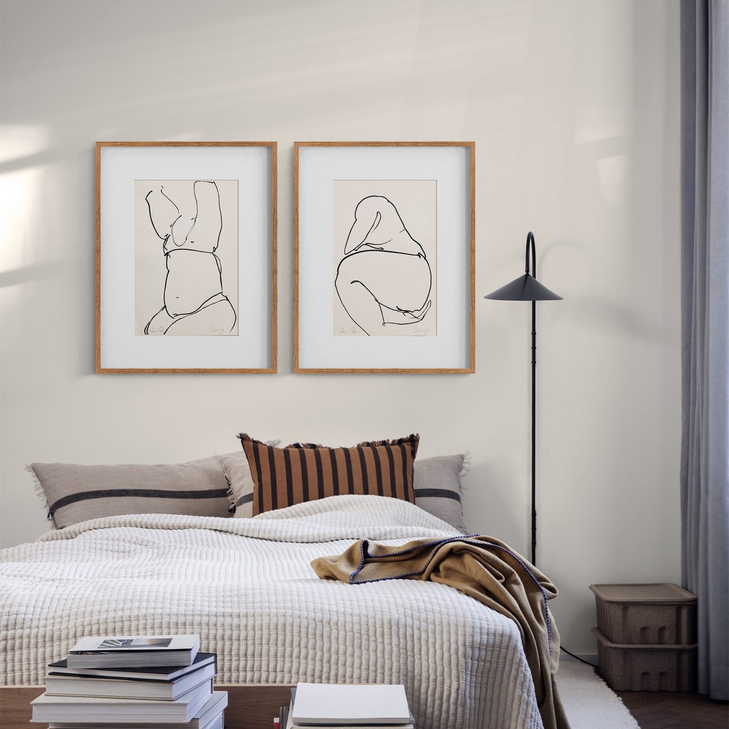original drawing, anna pepe, forn studio, set of two, gallery wall art