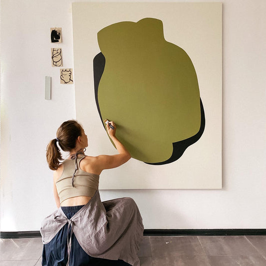 abstract form, acrylic on canvas, large oversize artwok, anna pepe, forn studio