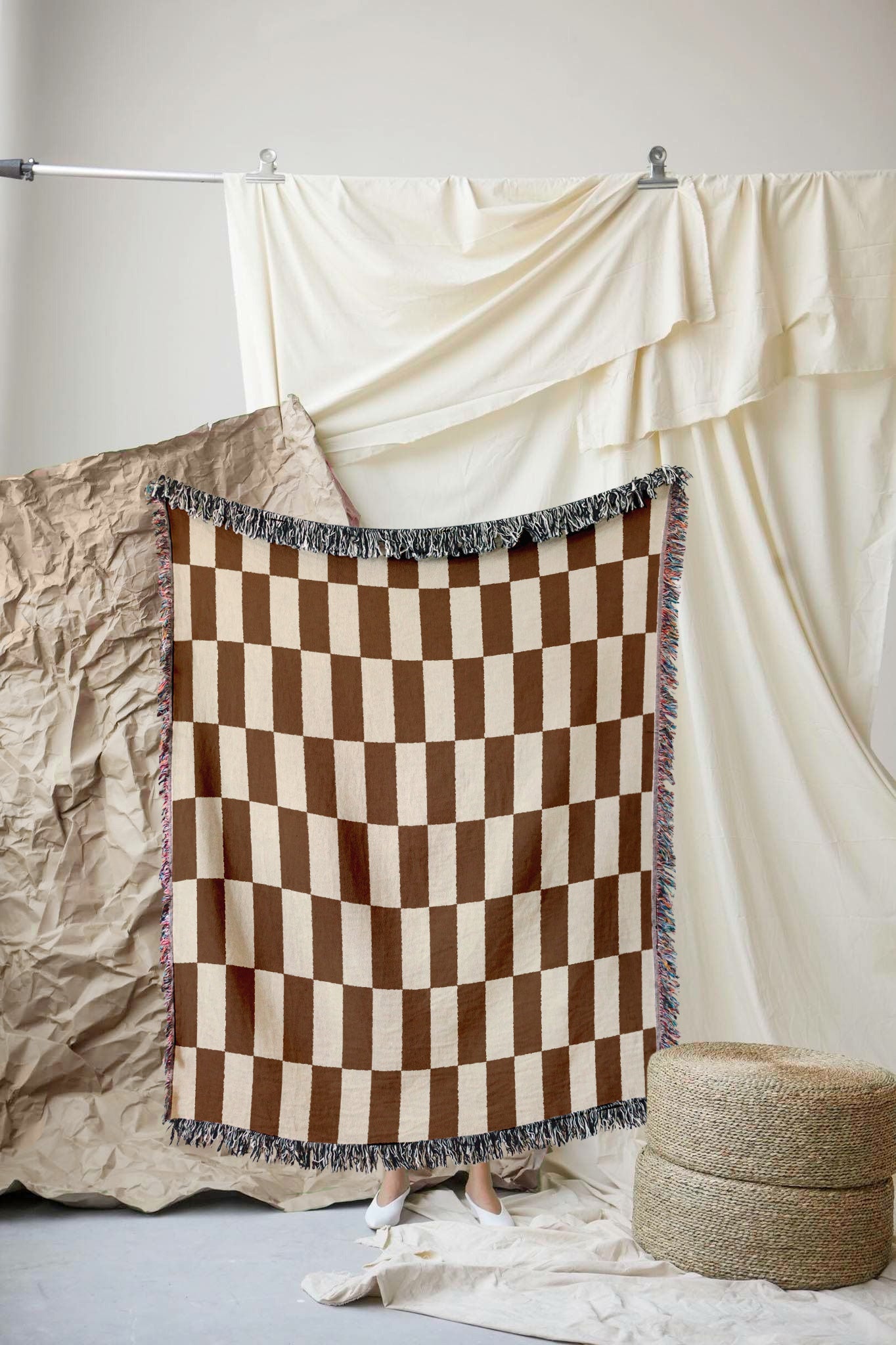 Woven throw, cotton plaid, decor, blanket, living room home decor, checkers, checkerboard, chequers