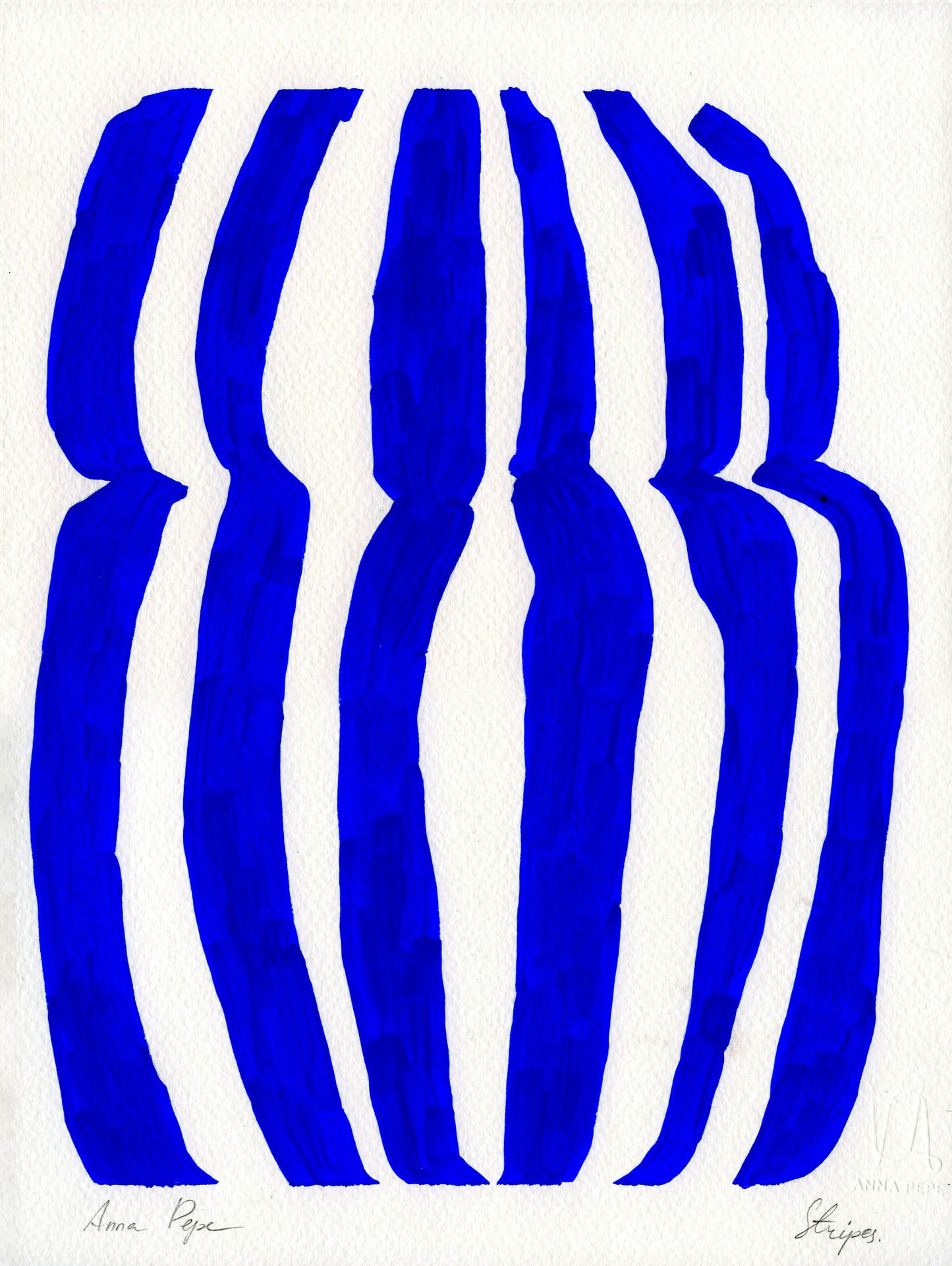 gouache abstract painting, vivid blue color, anna pepe, forn studio