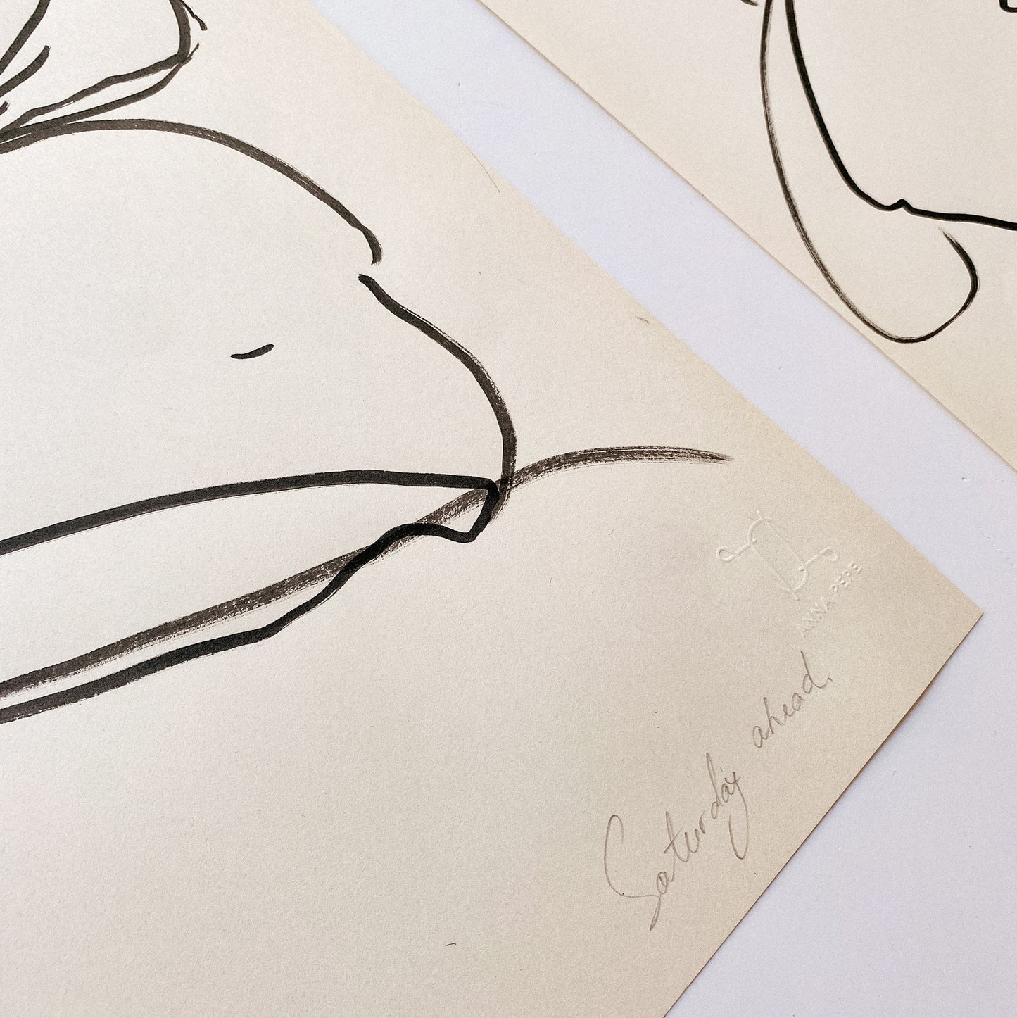 original drawing, anna pepe, forn studio, set of two, gallery wall art