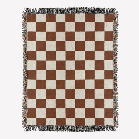 Woven throw, cotton plaid, decor, blanket, living room home decor, checkers, checkerboard, chequers