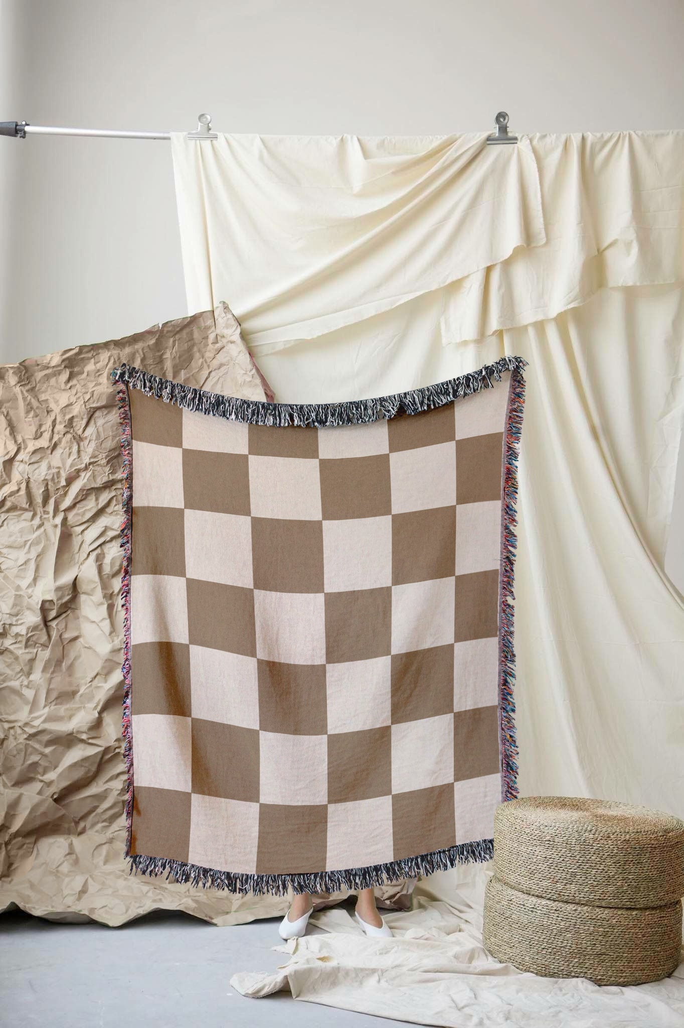 Woven throw, cotton plaid, decor, blanket, living room home decor, checkers, checkerboard, chequers