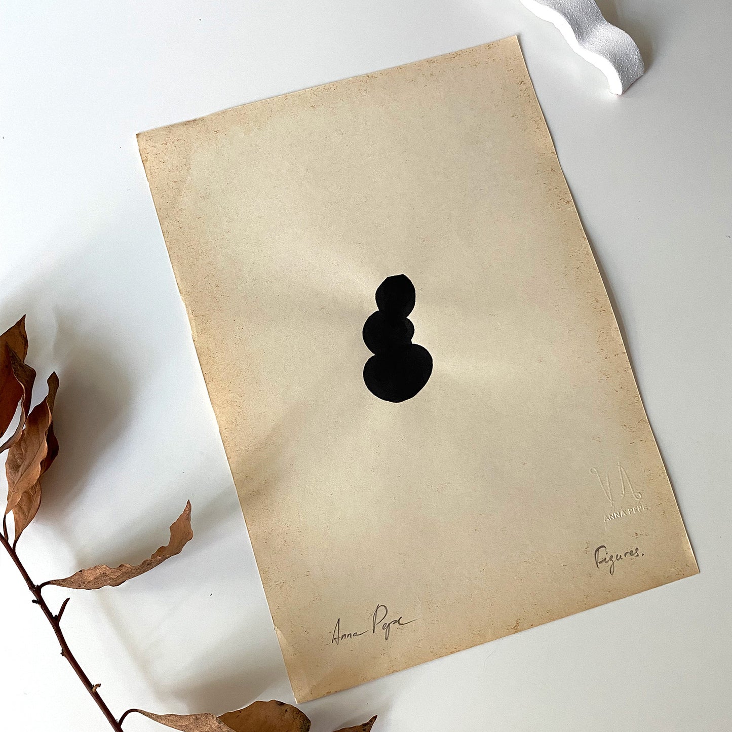 Figures. 01 - Ink drawing on vintage paper Anna Pepe x forn Studio