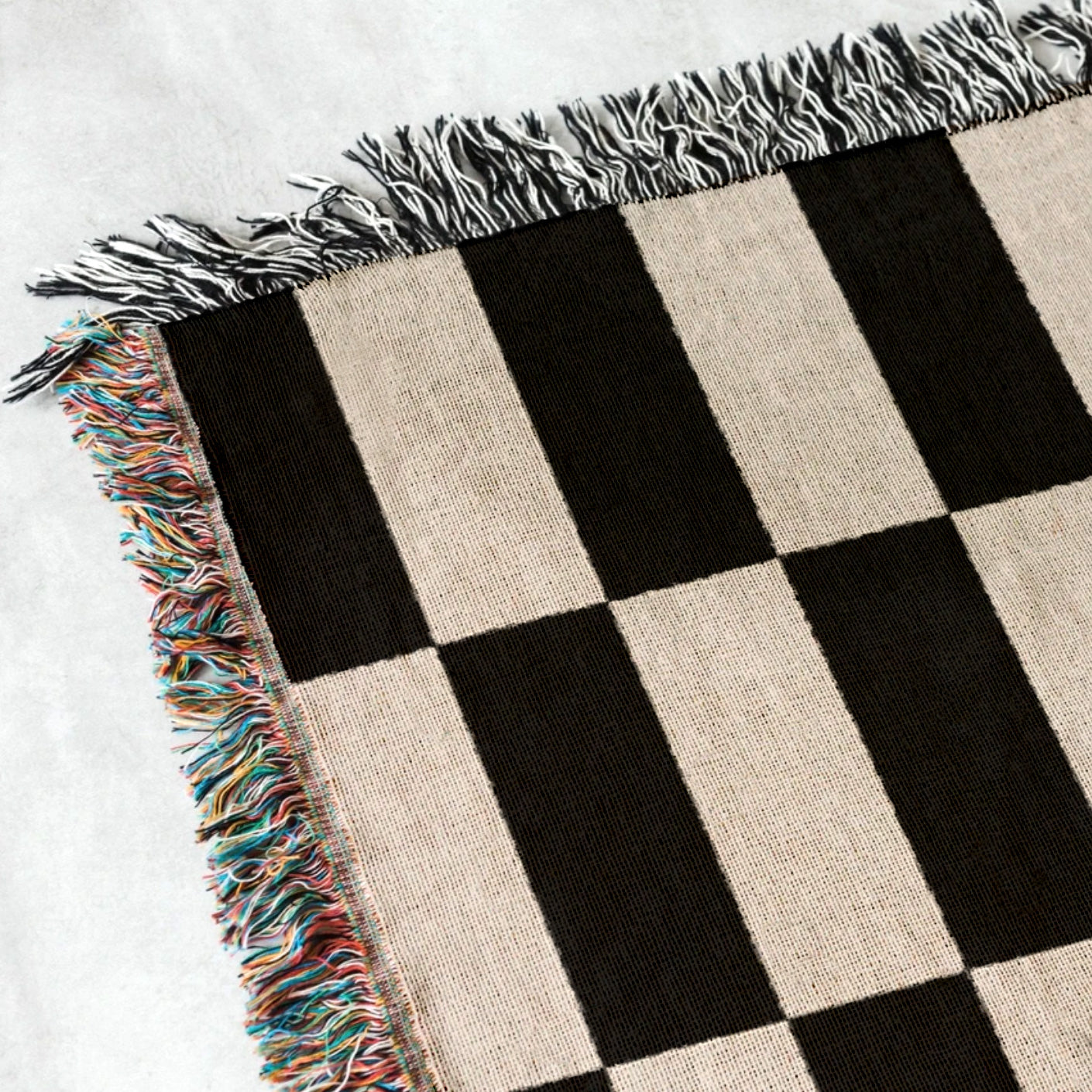 Woven throw, cotton plaid, decor, blanket, living room home decor, checkers, checkerboard, chequers