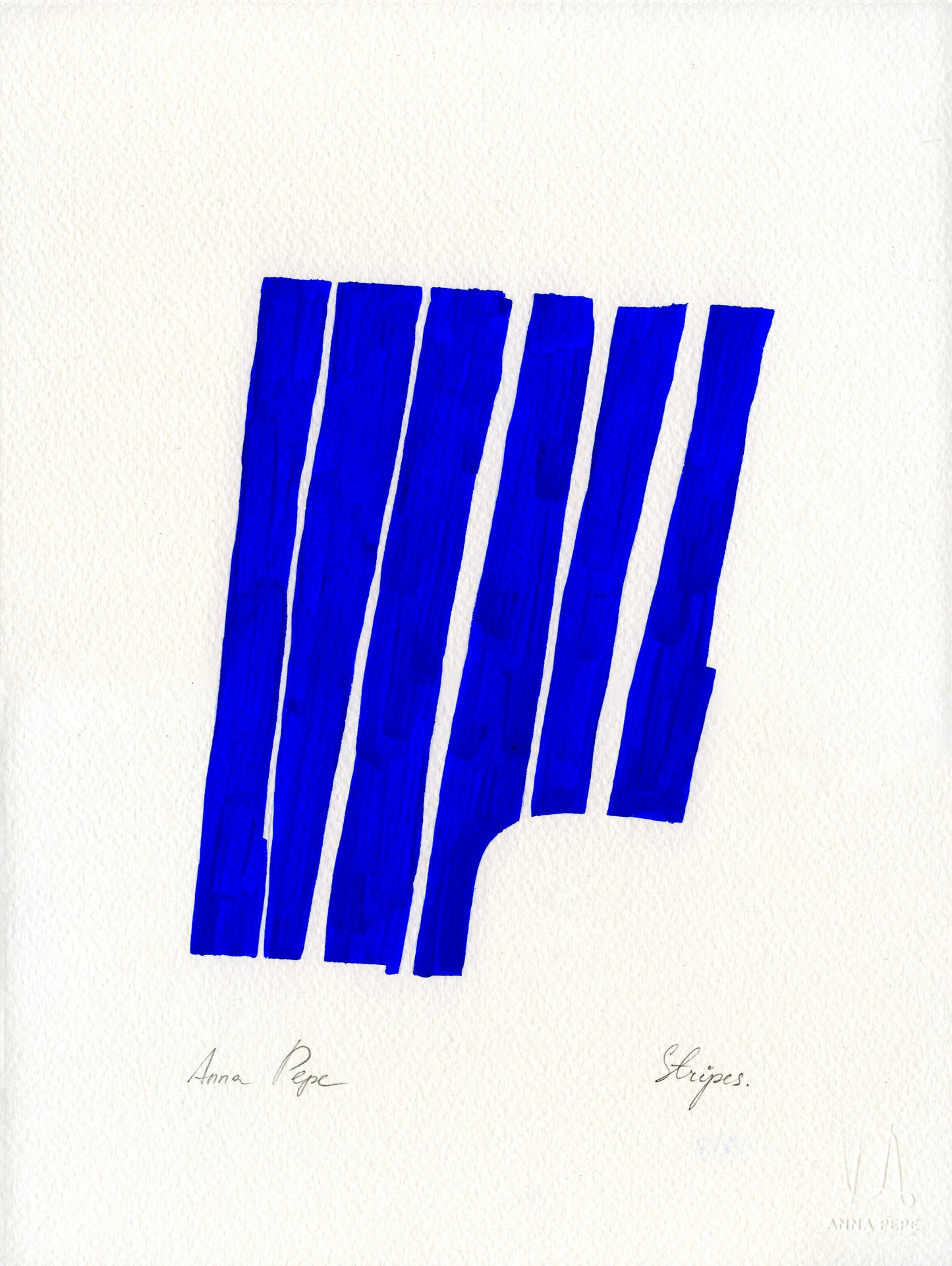 gouache abstract painting, vivid blue color, anna pepe, forn studio