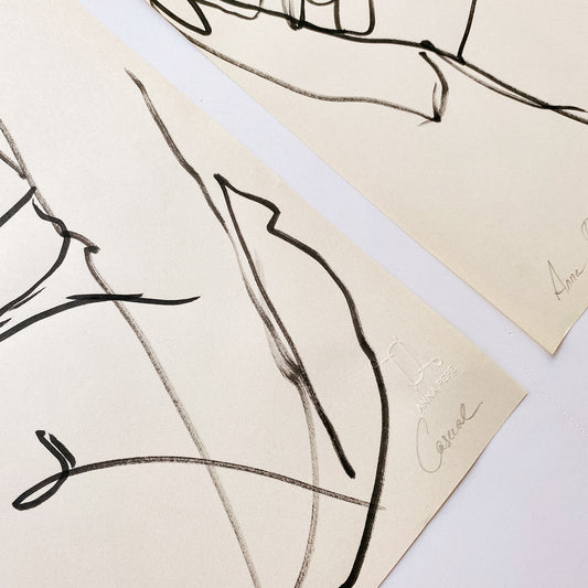 original drawing, anna pepe, forn studio, set of two, gallery wall art