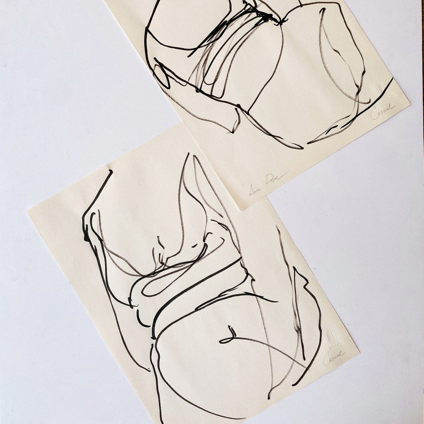 original drawing, anna pepe, forn studio, set of two, gallery wall art