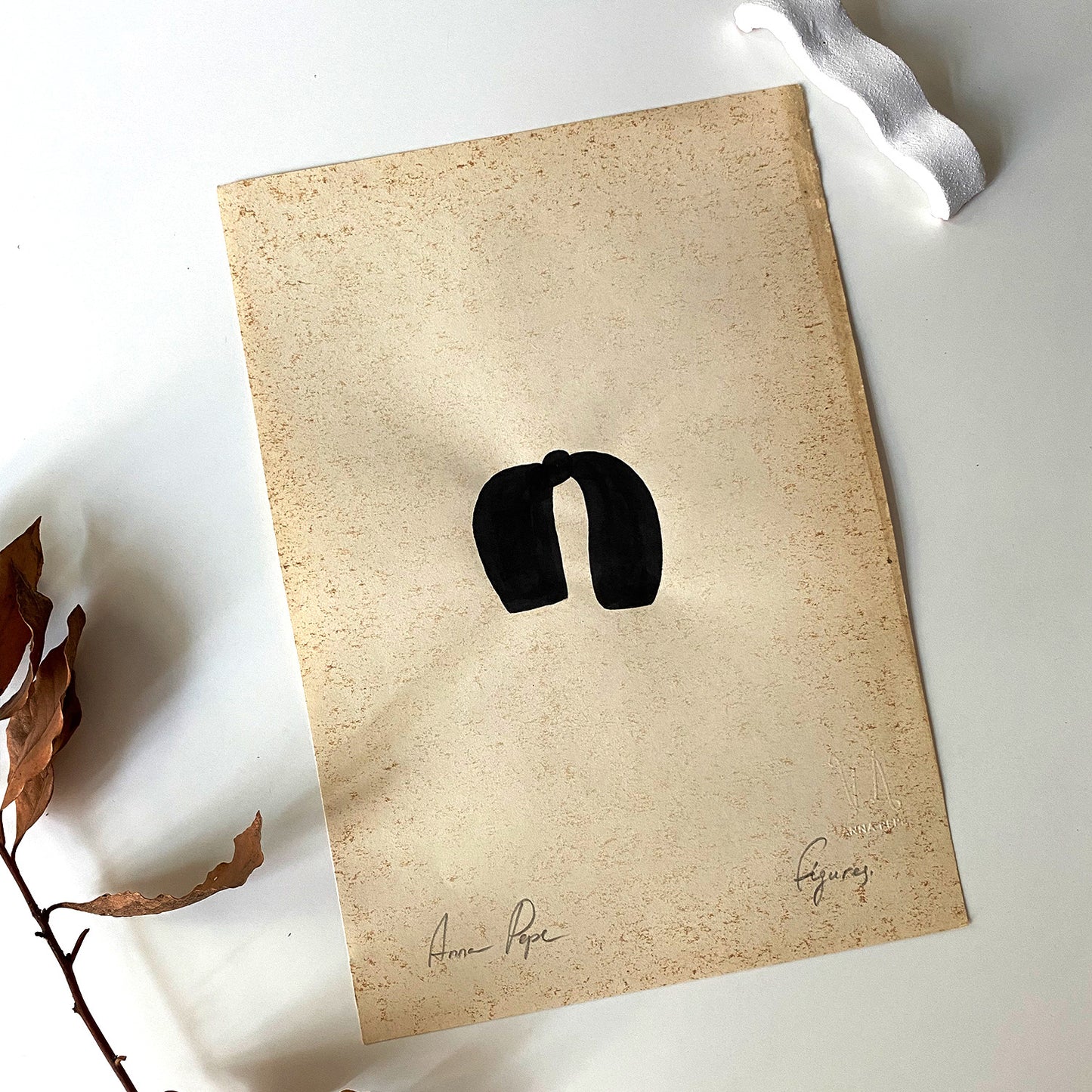 Figures. 09 - Ink drawing on vintage paper Anna Pepe x forn Studio