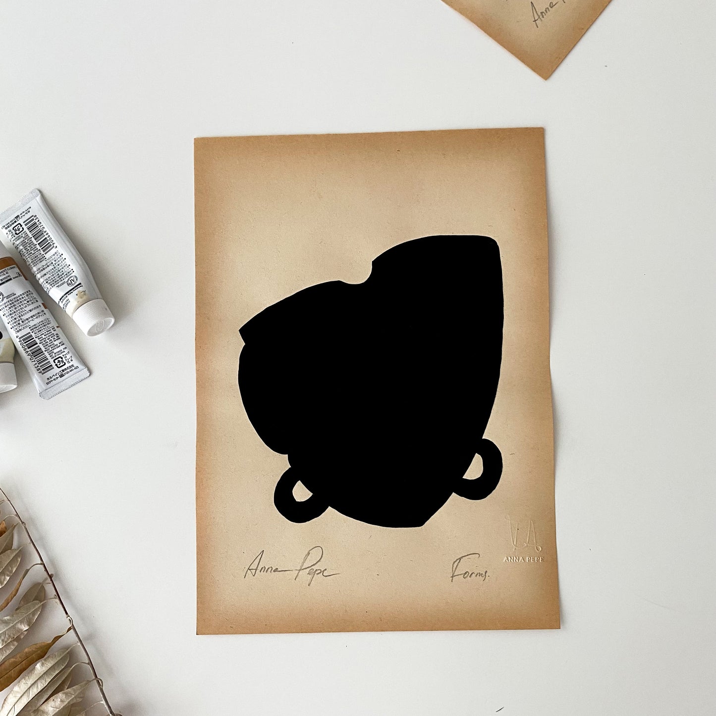 Forms. 01 - Gouache painting on vintage paper Anna Pepe x forn Studio