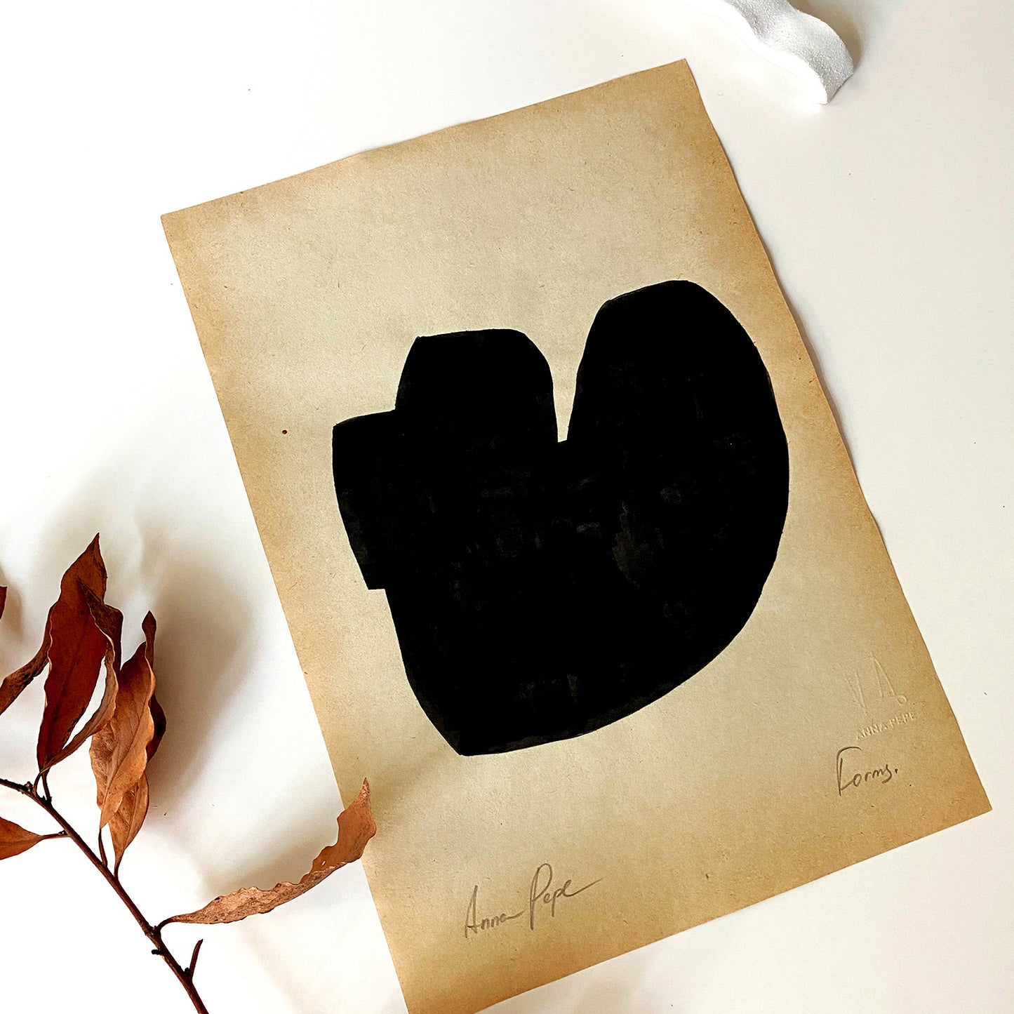 Forms. 02 - Gouache painting on vintage paper Anna Pepe x forn Studio