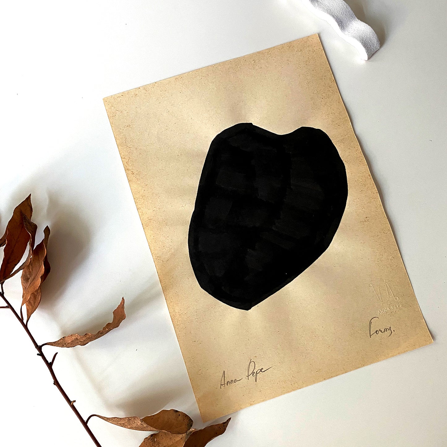 Forms. 03 - Gouache painting on vintage paper Anna Pepe x forn Studio