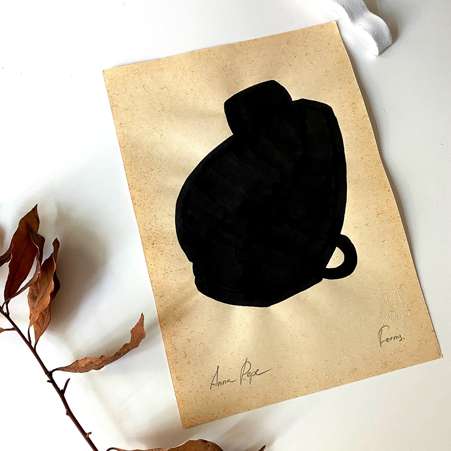 Forms. 04 - Gouache painting on vintage paper Anna Pepe x forn Studio