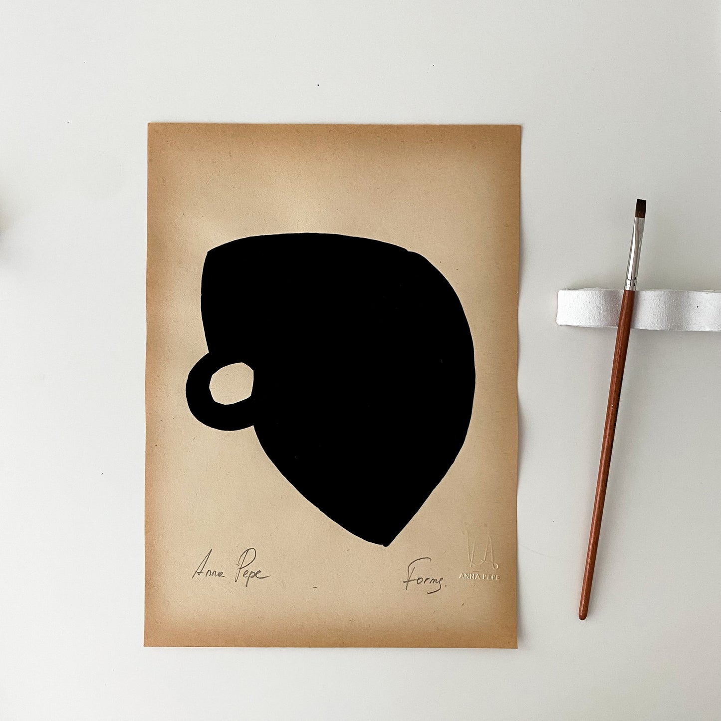 Forms. 05 - Gouache painting on vintage paper Anna Pepe x forn Studio