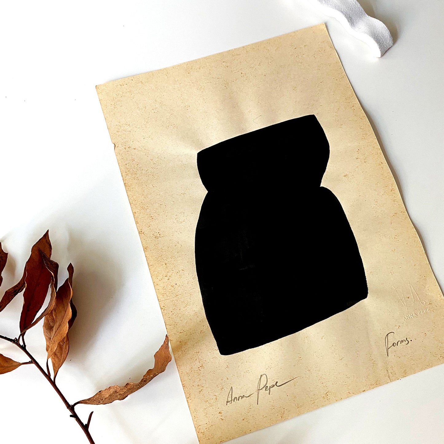 Forms. 06 - Gouache painting on vintage paper Anna Pepe x forn Studio