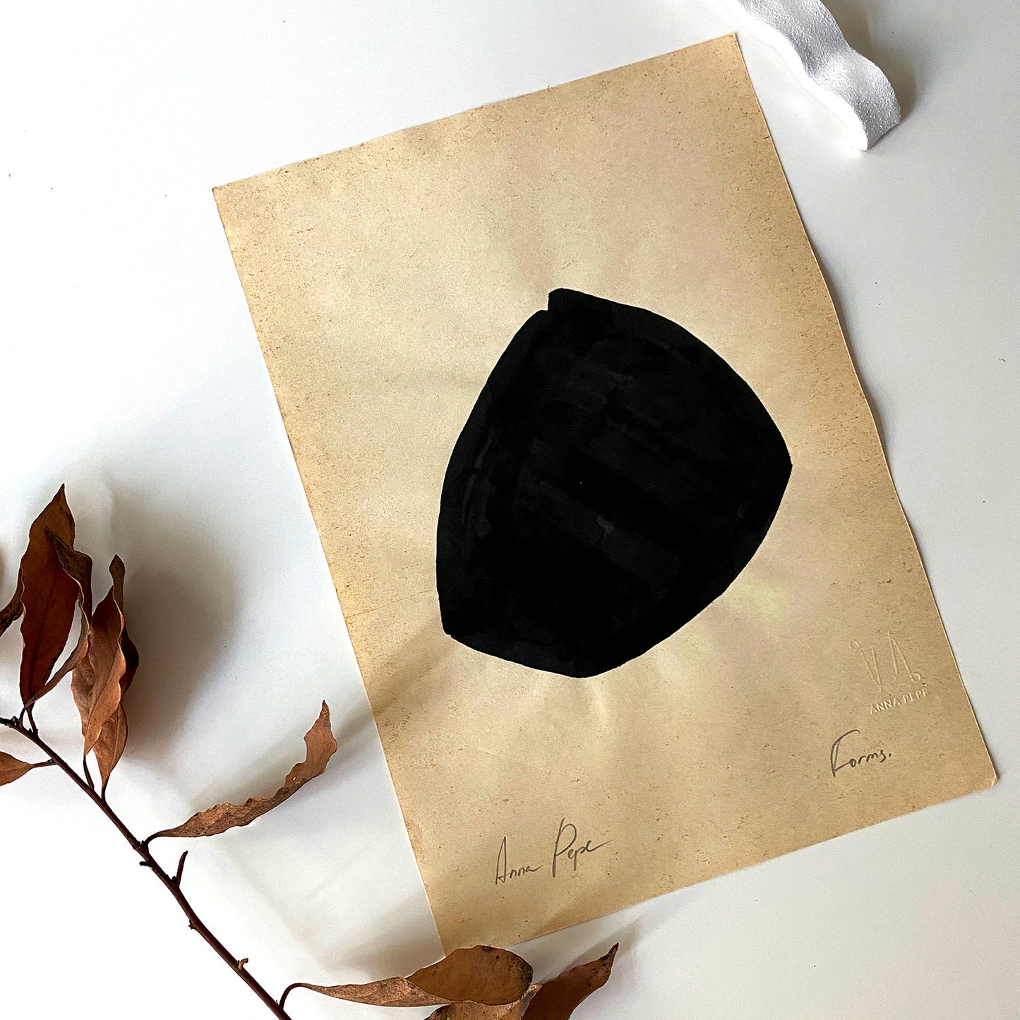 Forms. 10 - Gouache painting on vintage paper Anna Pepe x forn Studio