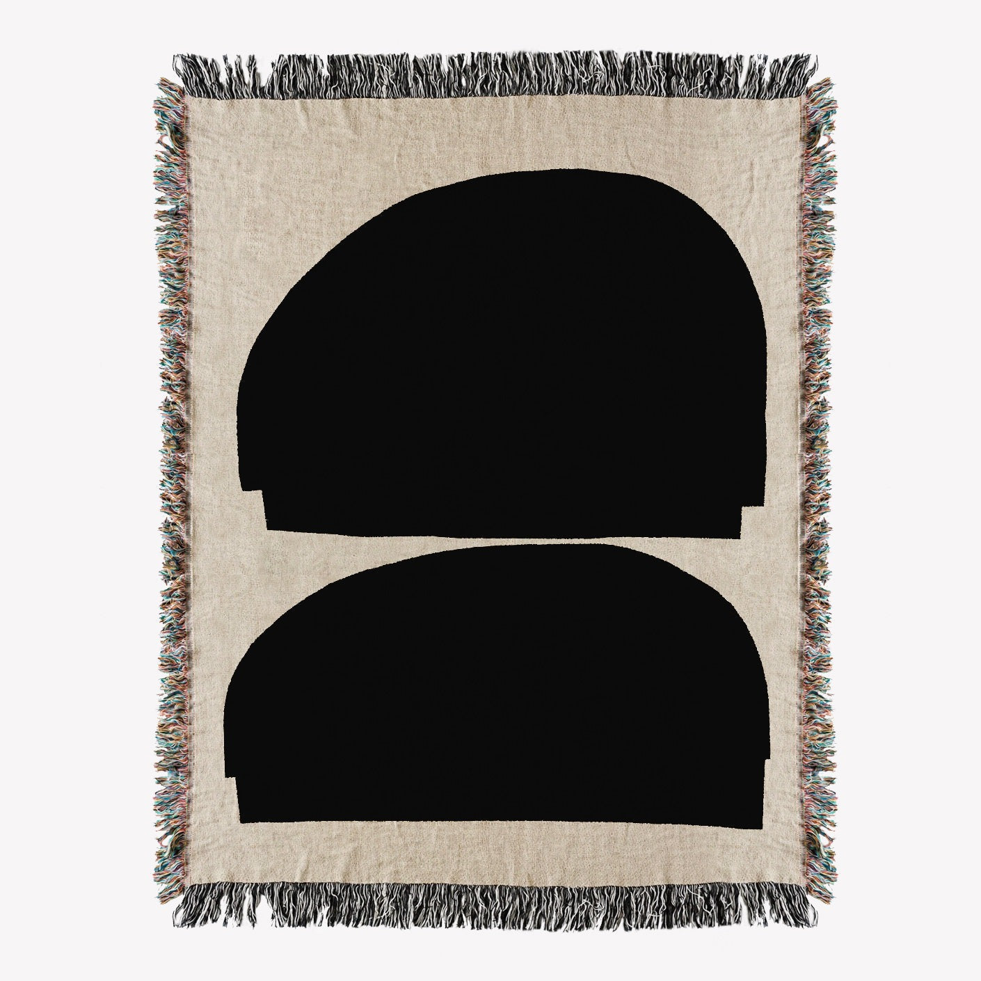 Woven throw, cotton plaid, decor, blanket, living room home decor, beige, black, abstract