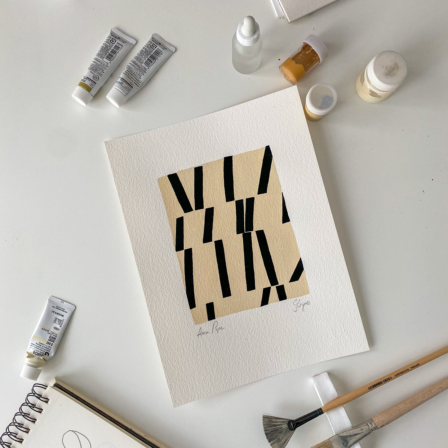 Stripes. 03 - Gouache painting on paper Anna Pepe x forn Studio