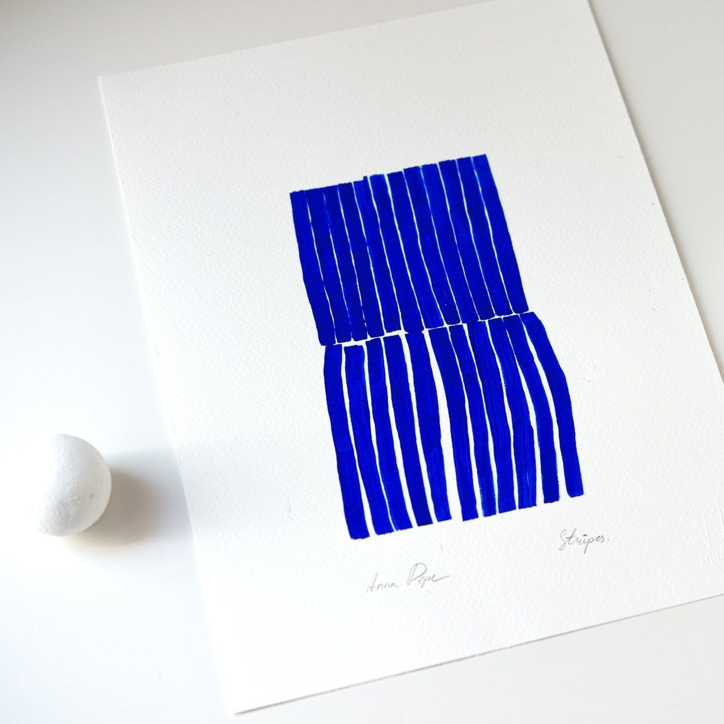 gouache abstract painting, vivid blue color, anna pepe, forn studio