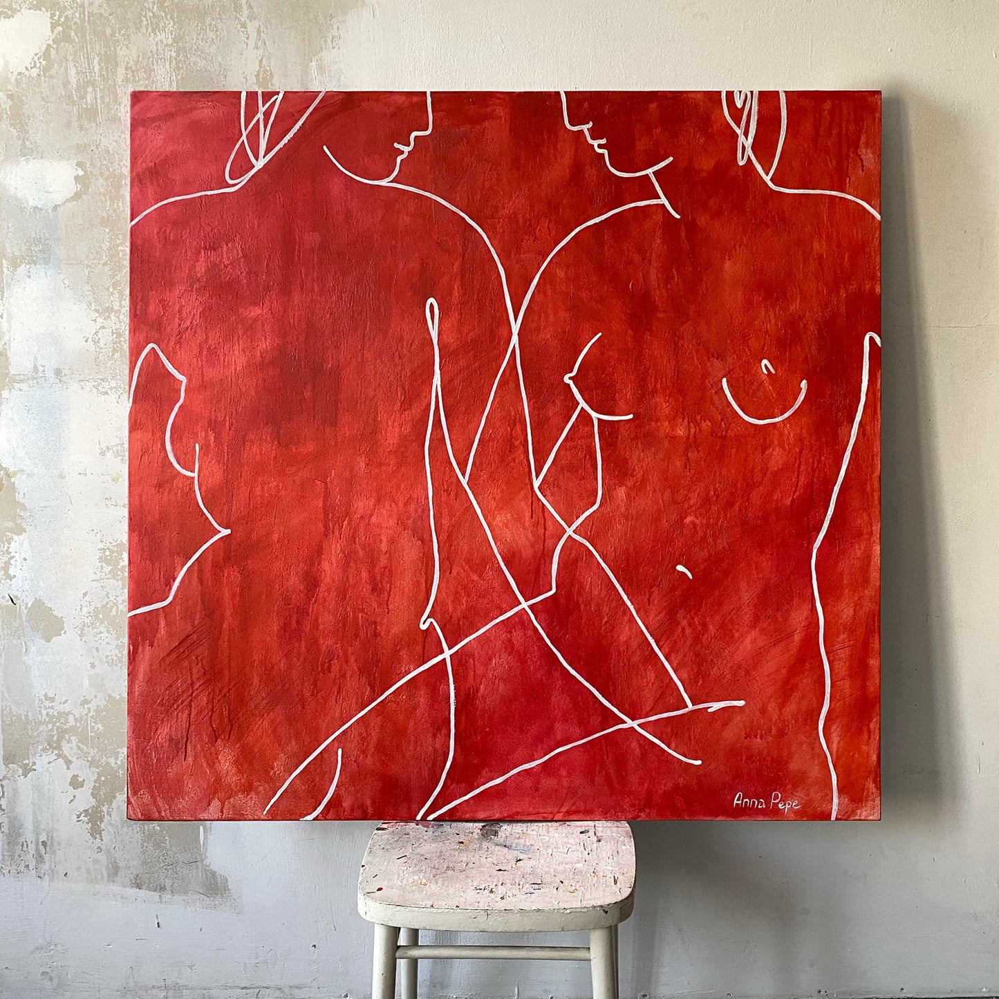 anna pepe, abstract canvas art, female art, living room decor, collectible art, forn studio