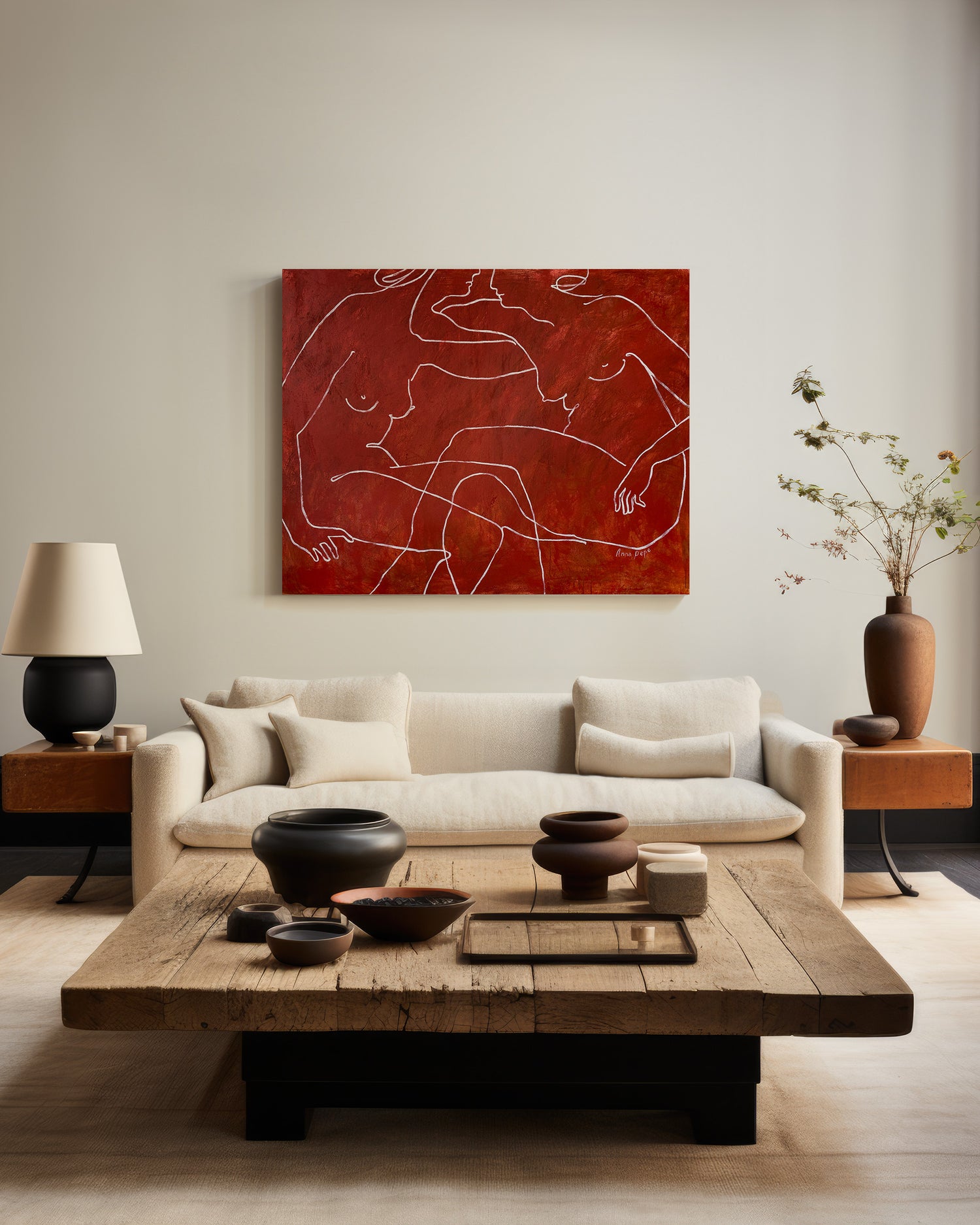 anna pepe, abstract canvas art, female art, living room decor, collectible art, forn studio