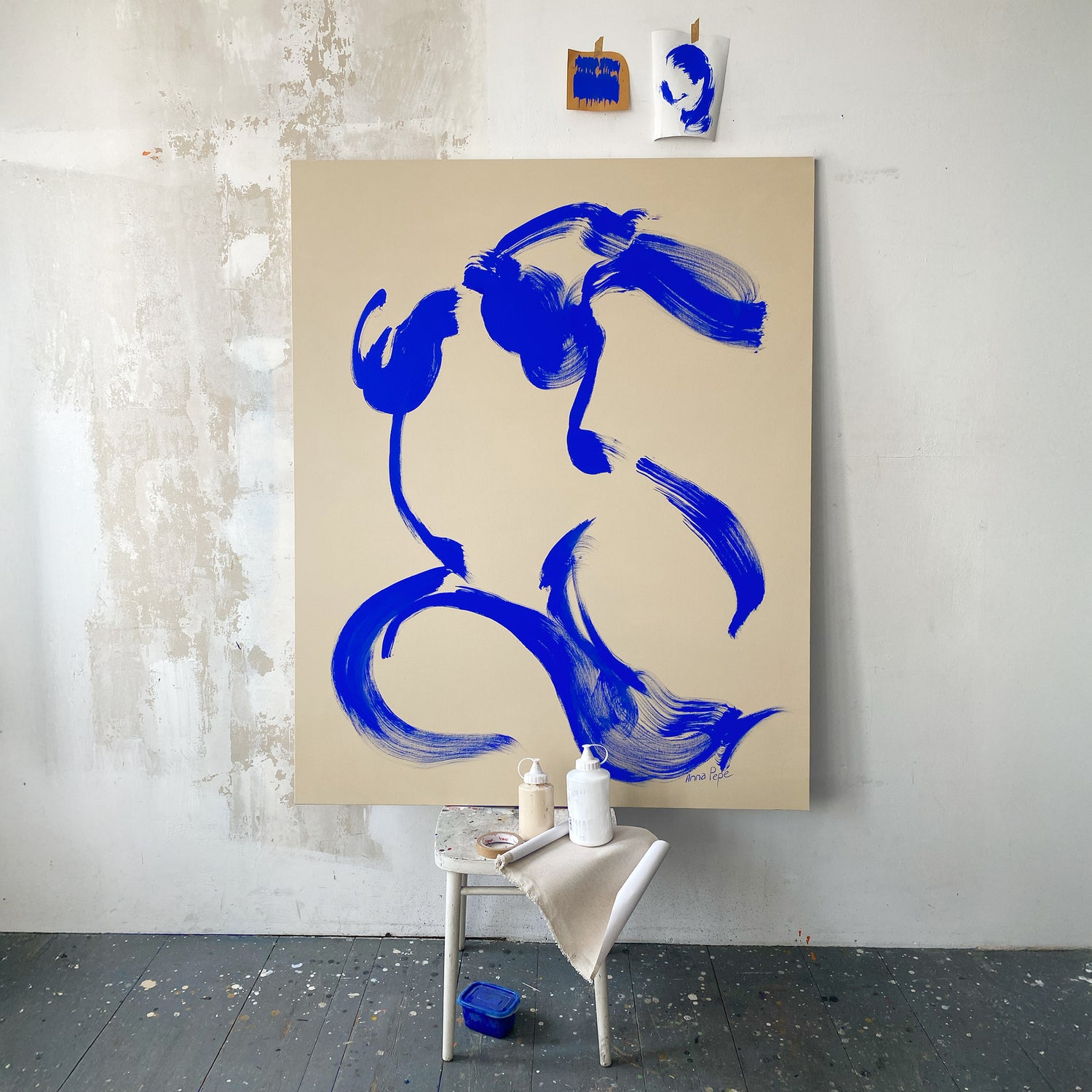 large canvas, acrylic on canvas, oversized wall art, abstract art, Anna Pepe, forn Studio