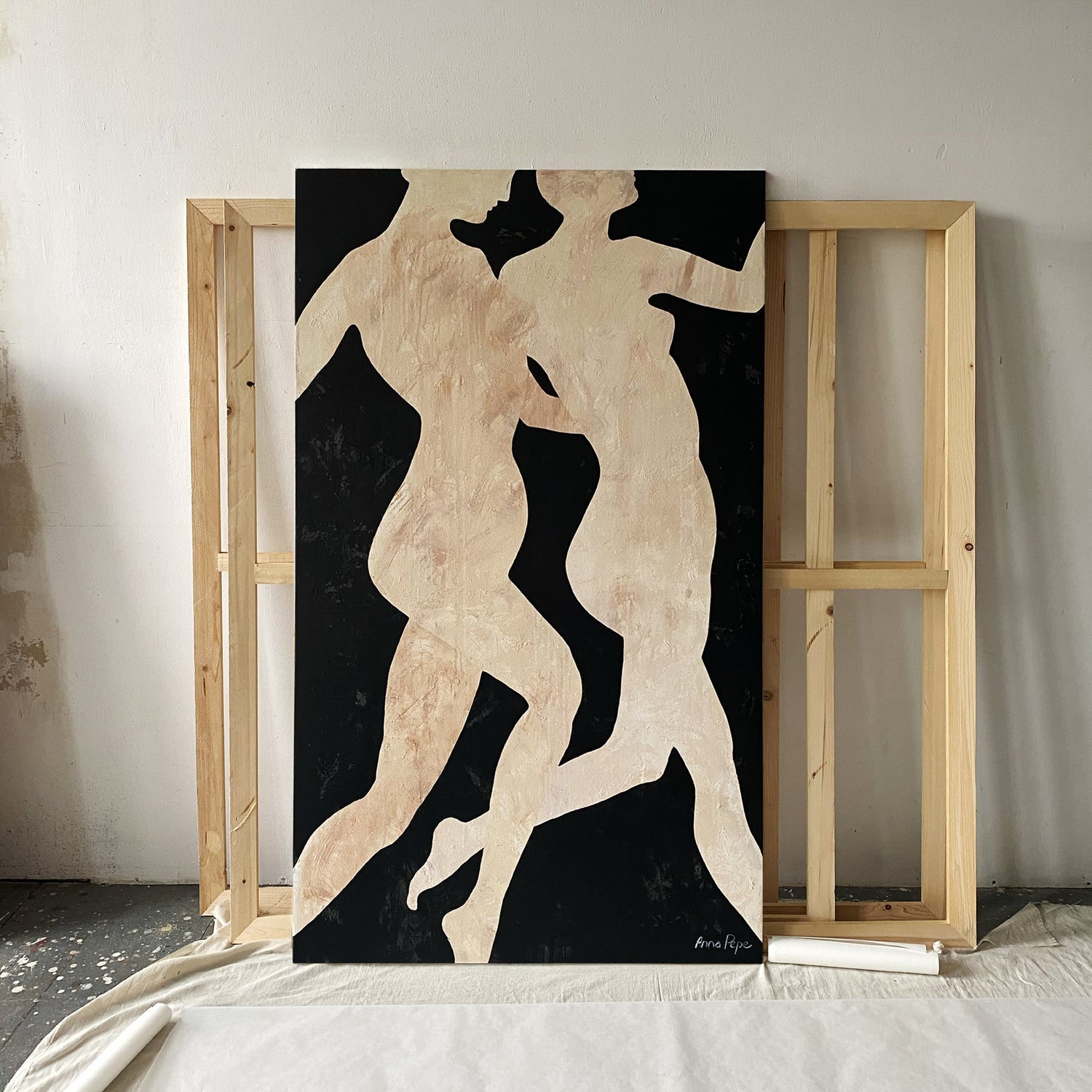 large canvas, acrylic on canvas, oversized wall art, abstract art, Anna Pepe, forn Studio