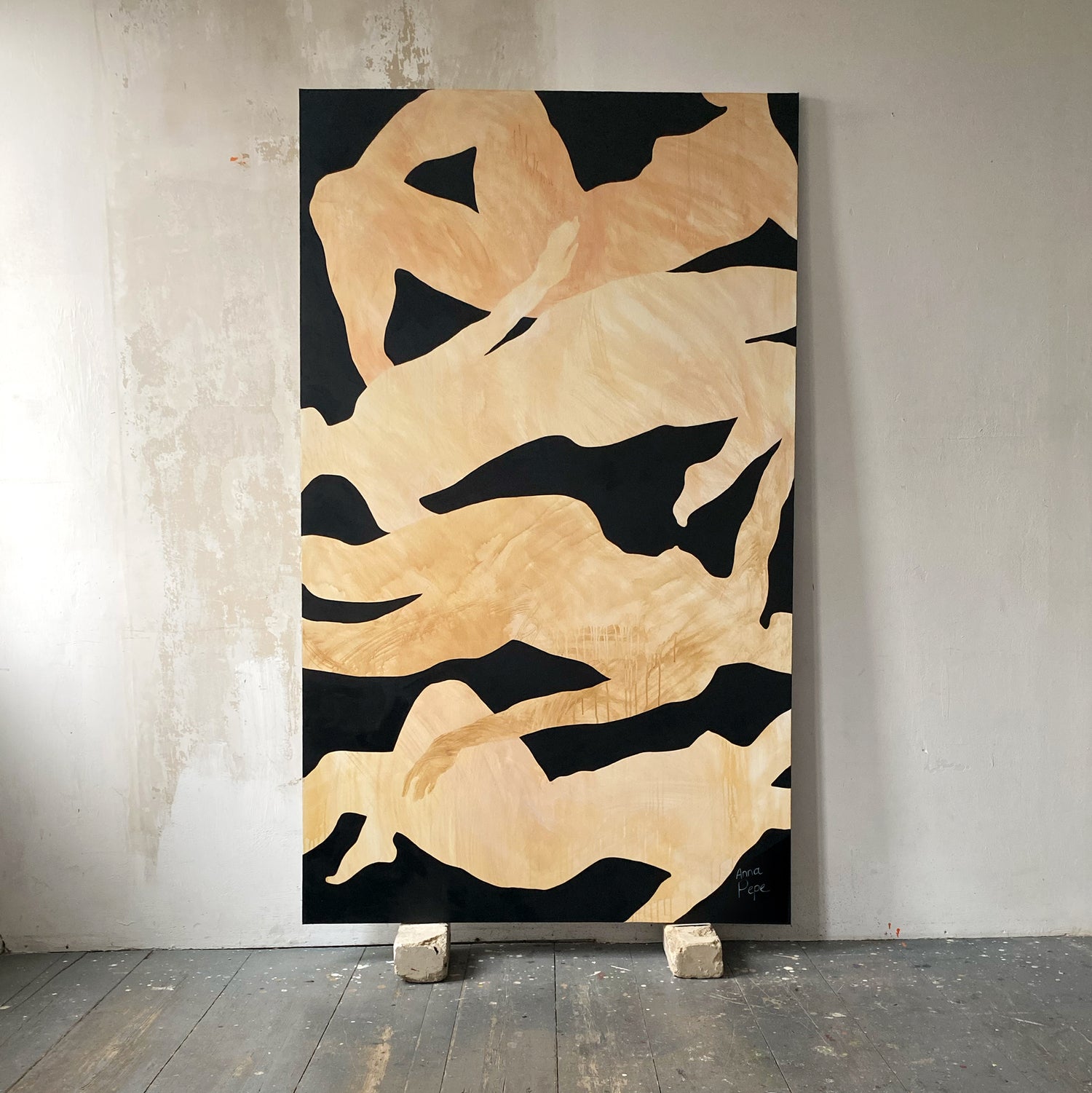 large canvas, acrylic on canvas, oversized wall art, abstract art, Anna Pepe, forn Studio