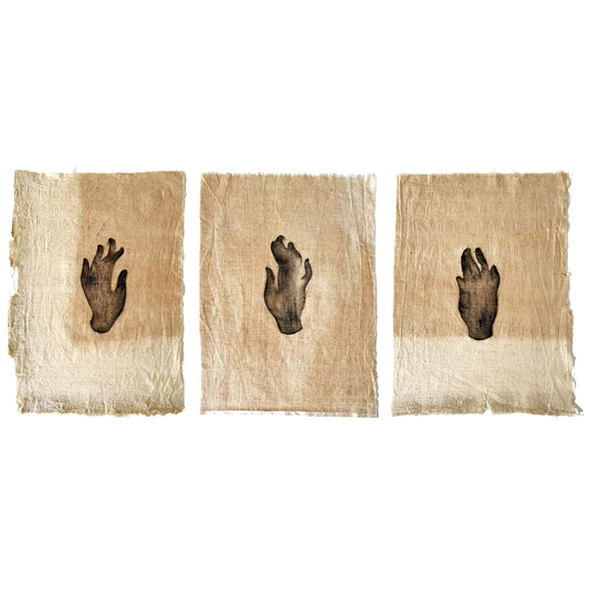 "Sign" on Cotton, Triptych. 30x42 cm