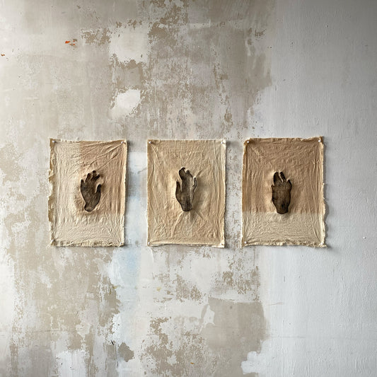 "Sign" on Cotton, Triptych. 30x42 cm