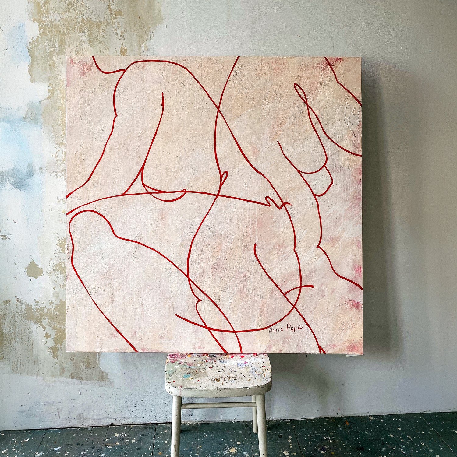 large canvas, acrylic on canvas, oversized wall art, abstract art, Anna Pepe, forn Studio