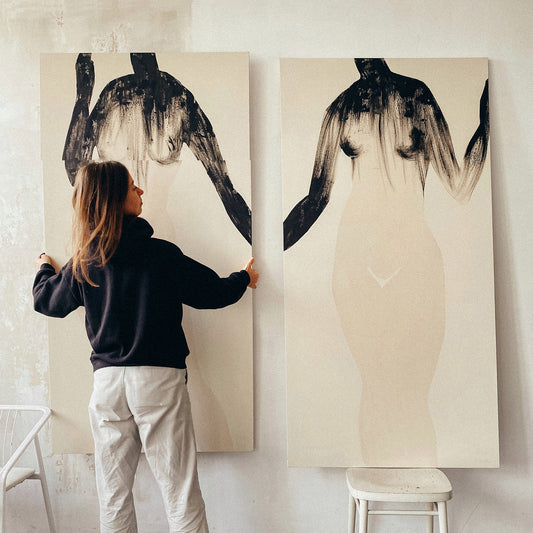 large canvas, acrylic on canvas, oversized wall art, abstract art, Anna Pepe, forn Studio