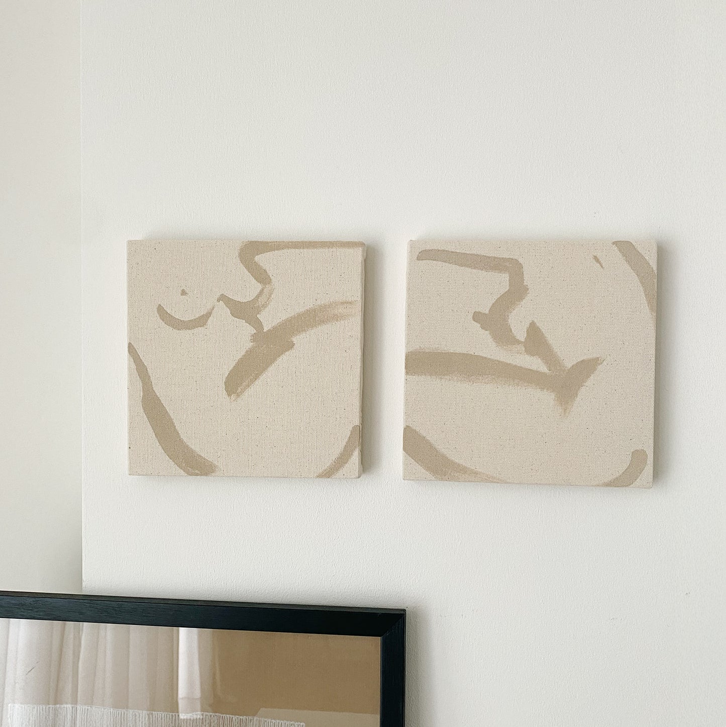 Anna Pepe, forn Studio, unprimed canvas, set of two, small format wall art
