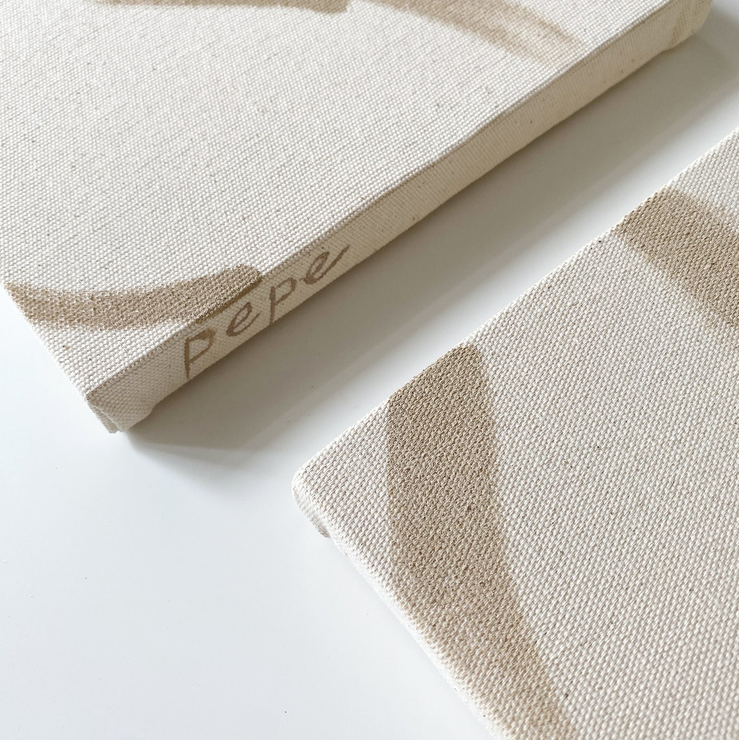 Anna Pepe, forn Studio, unprimed canvas, set of two, small format wall art