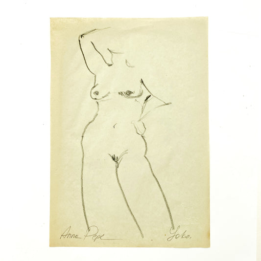 pencil drawing on vintage paper, anna pepe artist, female drawing, collectible art