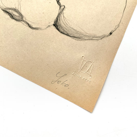 pencil drawing on vintage paper, anna pepe artist, female drawing, collectible art