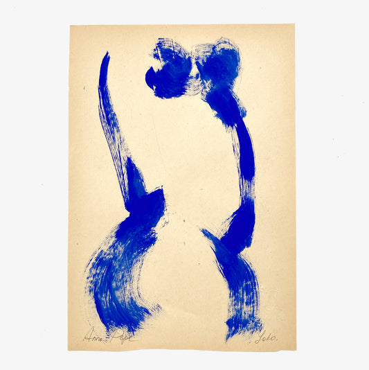 gouache painting on vintage paper, anna pepe artist, female drawing, collectible art