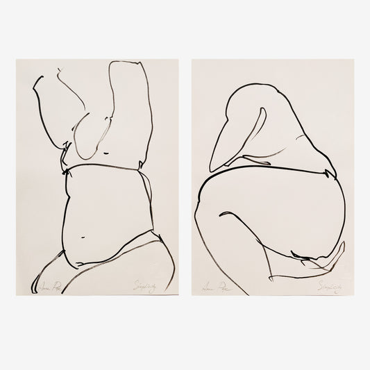 original drawing, anna pepe, forn studio, set of two, gallery wall art