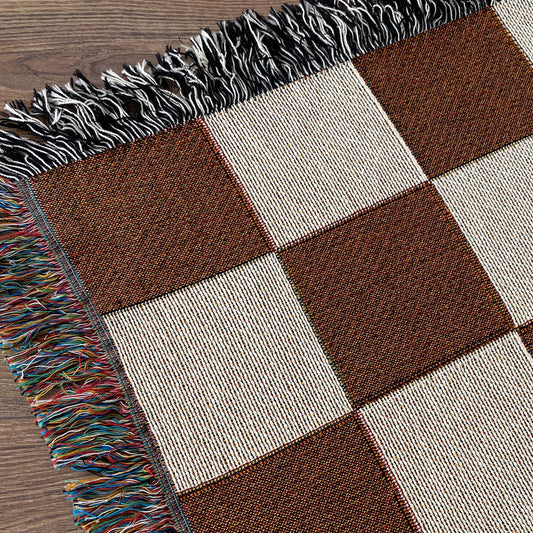 Woven throw, cotton plaid, decor, blanket, living room home decor, checkers, checkerboard, chequers