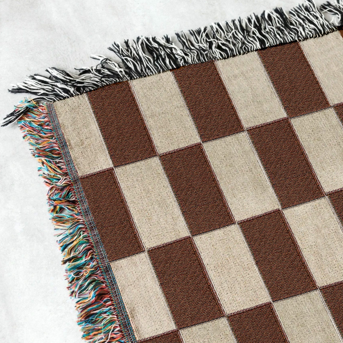 Checkers woven throw blanket. 06