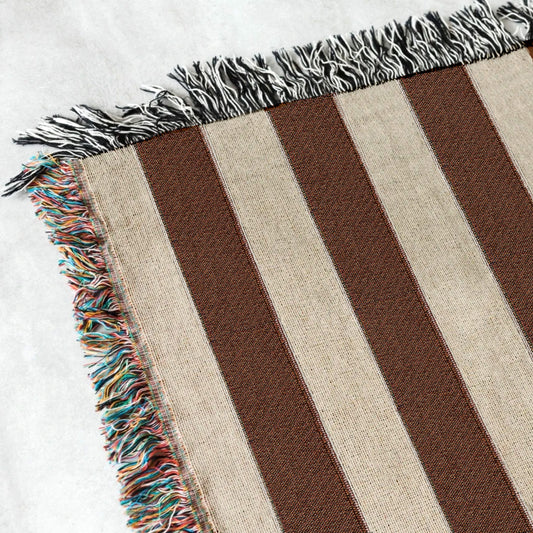 Woven throw, cotton plaid, decor, blanket, living room home decor, sripes, striped print
