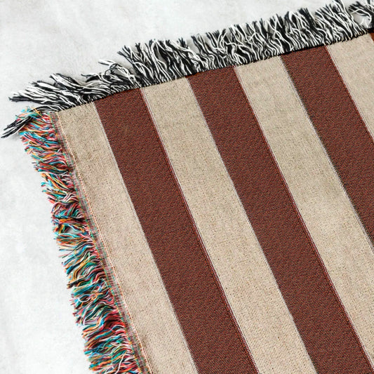 Woven throw, cotton plaid, decor, blanket, living room home decor, sripes, striped print