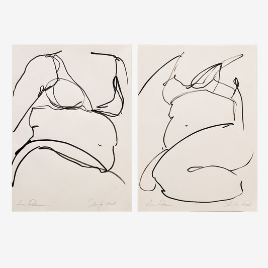 original drawing, anna pepe, forn studio, set of two, gallery wall art