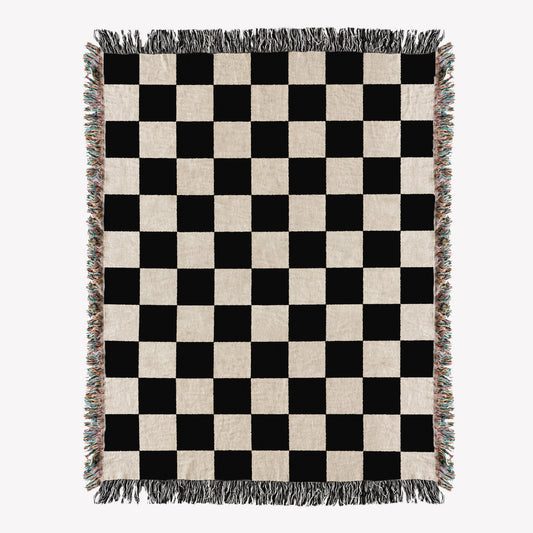 Woven throw, cotton plaid, decor, blanket, living room home decor, checkers, checkerboard, chequers