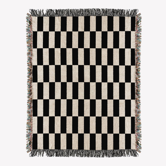 Woven throw, cotton plaid, decor, blanket, living room home decor, checkers, checkerboard, chequers