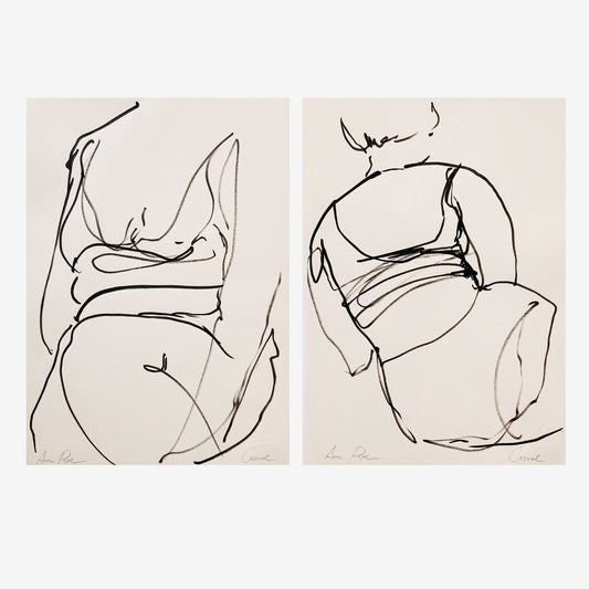 original drawing, anna pepe, forn studio, set of two, gallery wall art