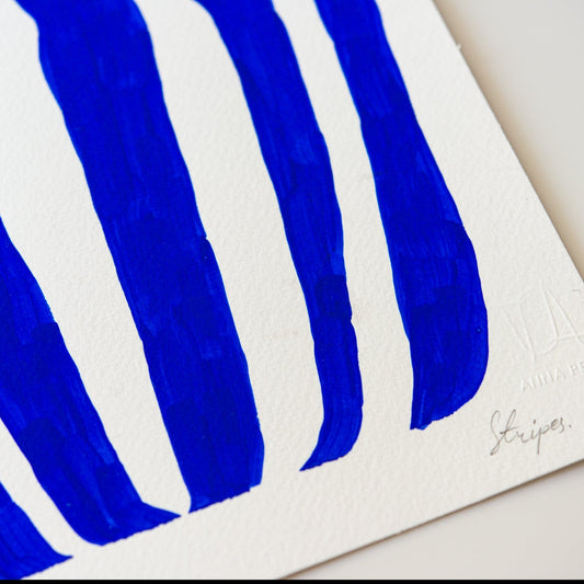 gouache abstract painting, vivid blue color, anna pepe, forn studio