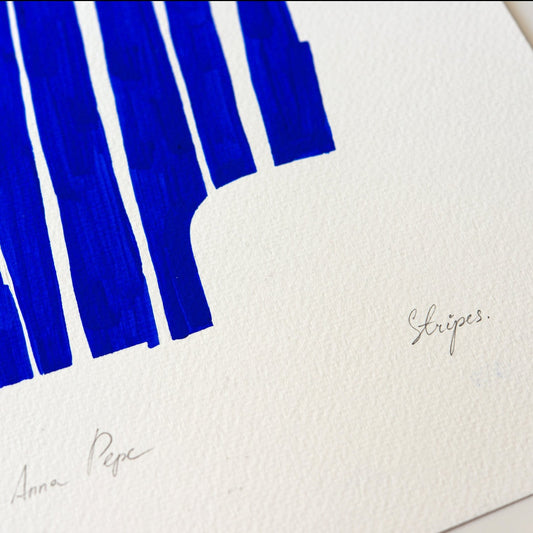 gouache abstract painting, vivid blue color, anna pepe, forn studio